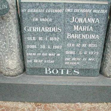 BOTES Gerhardus 1892-1962 &amp; Johanna Maria Barendina 1895-1979