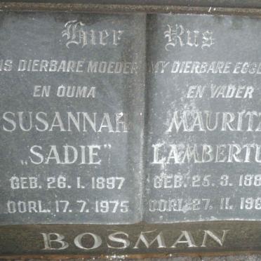 BOSMAN Mauritz Lambertus 1888-1960 &amp; Susannah 1897-1975