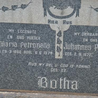 BOTHA Johannes Petrus 1872-1951 &amp; Maria Petronella 1888-1974