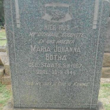 BOTHA Maria Johanna nee STAATS 1887-1945