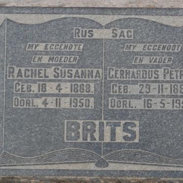 BRITS Gerhardus Petrus 1883-1954 &amp; Rachel Susanna 1888-1950