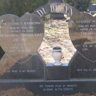 BRUYN Theodorus Daniel, du 1939- &amp; Hendrina Magrietha Jacoba 1940-1996