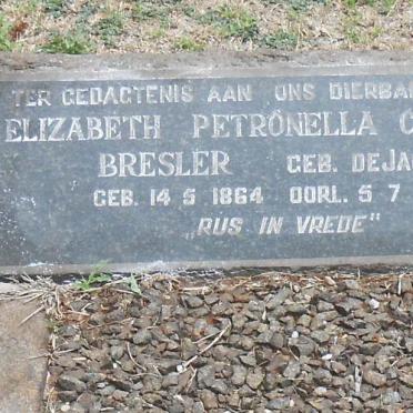 BRESLER Elizabeth Petronella Christina nee DE JAGER 1864-1947