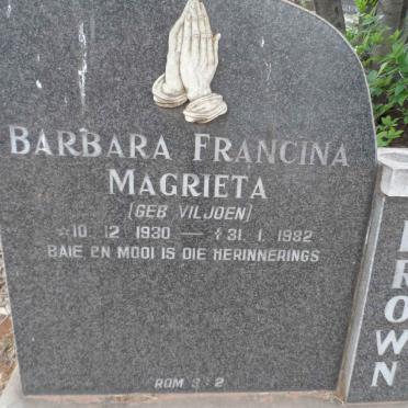 BROWN Barbara Francina Magrieta nee VILJOEN 1930-1982