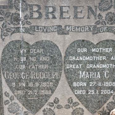BREEN George Rudolph 1909-1966 &amp; Maria C. 1908-2004