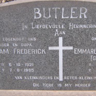 BUTLER William Frederick 1921-1985 &amp; Emmarentia Dorathea SWART 1927-19995