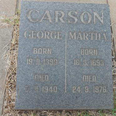 CARSON George 1899-1940 &amp; Martha 1893-1976