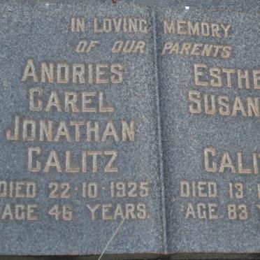 CALITZ Andries Carel Jonathan -1925 &amp; Esther Susanna -1960