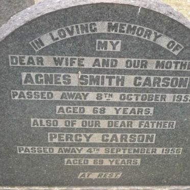 CARSON Percy -1956 &amp; Agnes Smith -1953