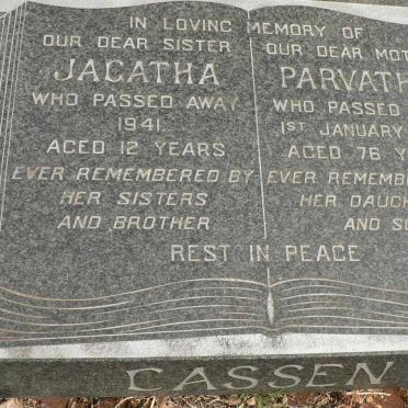 CASSEN Parvathie -1978 :: CASSEN Jacatha -1941 