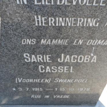 CASSEL Sarie Jacoba voorheen SWANEPOEL 1915-1978