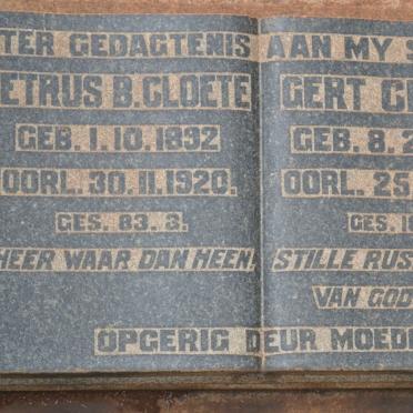 CLOETE Gert 1889-1938 :: CLOETE Petrus B. 1892-1920