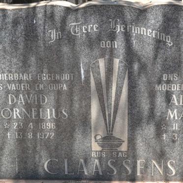 CLAASSENS David Cornelius 1896-1972 &amp; Alida Maria 1889-1988