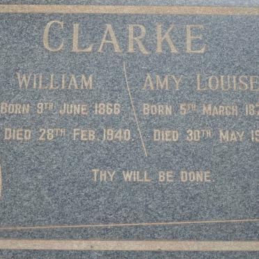 CLARKE William 1866-1940 &amp; Amy Louise 1874-1959
