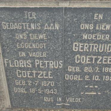 COETZEE Floris Petrus 1870-1943 &amp; Gertruida 1869-1953