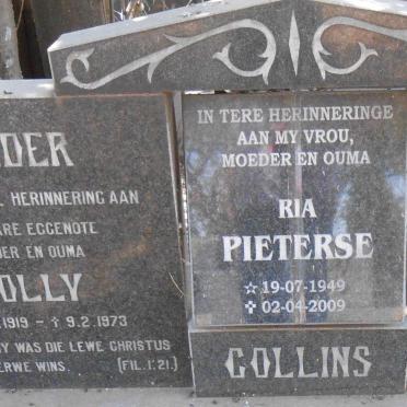 COLLINS Steve 1926-2004 &amp; Dolly 1919-1973 :: PIETERSE Ria 1949-2009