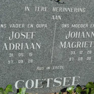 COETSEE Josef Adriaan 1931-1997 &amp; Johanna Magrietha 1933-1997