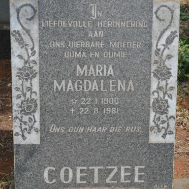 COETZEE Maria Magdalena 1900-1981
