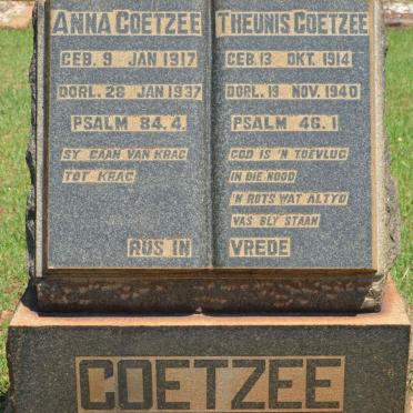 COETZEE Theunis 1914-1940 &amp; Anna 1917-1937