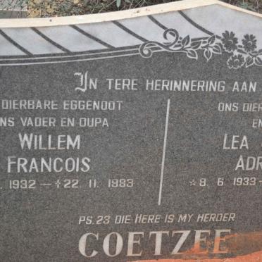 COETZEE Willem Francois 1932-1983 &amp; Lea Jacoba Adriana 1933-2012