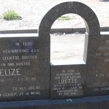 COETZEE Antonie 1955-1986 &amp; Eliza 1961-1986 :: COETZEE Lizette 1981-1986