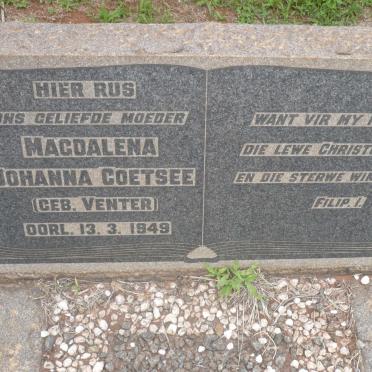 COETSEE Magdalena Johanna nee VENTER -1949