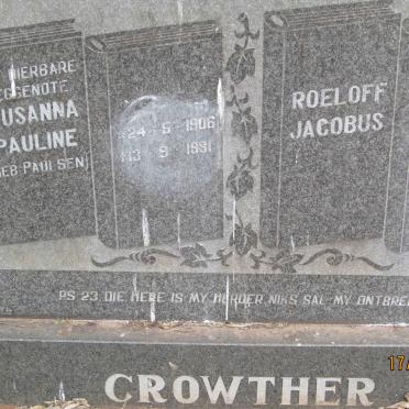 CROWTHER Roelof Jacobus 1914-1990 &amp; Susanna Pauline PAULSEN 1906-1981