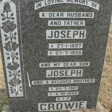 CROWIE Joseph 1897-1959 :: CROWIE Joseph 1921-1952