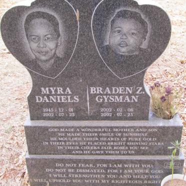 DANIELS Myra 1945-2002 :: GYSMAN Braden Z. 2002-2002