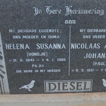 DIESEL Nicolaas Abraham Johannes 1931-2007 &amp; Helena Susanna 1941-1986