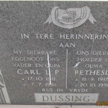 DUSSING Carl L.P. 1911-1981 &amp; Bethesda 1917-1991