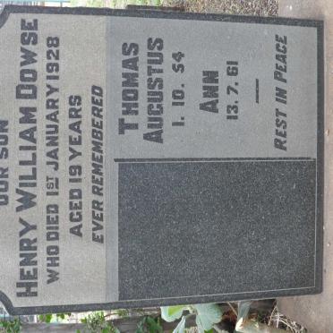 DOWSE Thomas Augustus -1954 &amp; Ann -1961 :: DOWSE Henry William -1928