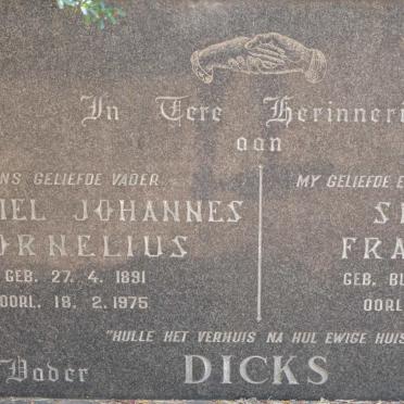 DICKS Gabriel Johannes Cornelius 1891-1975 &amp; Selina Francina BUYS 1893-1964