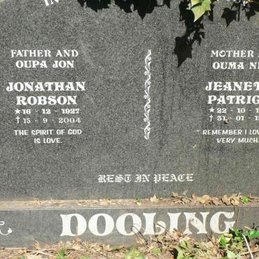 DOOLING Jonathan Robson 1927-2004 &amp; Jeanetta Patricia 1933-1998