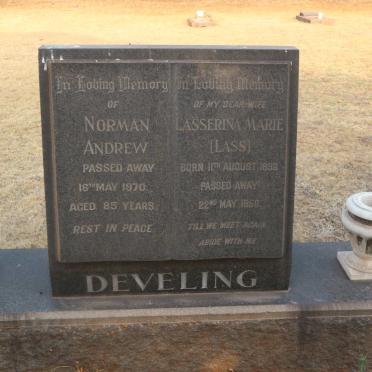DEVELING Norman Andrew -1970 &amp; Lasserina Marie 1896-1956
