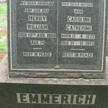 EMMERICH Henry William -1950 &amp; Caroline Catherine 1877-1955