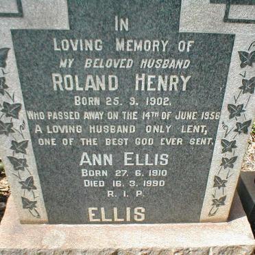 ELLIS Roland Henry 1902-195? &amp; Ann 1910-1990