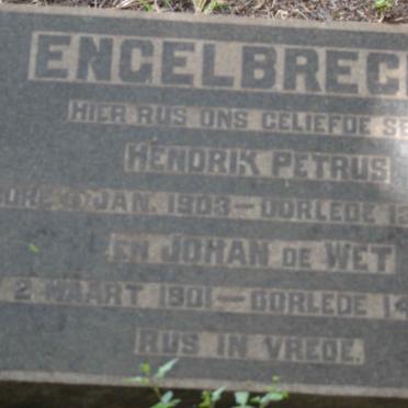 ENGELBRECHT Johan de Wet 1901-1929 :: ENGELBRECHT Hendrik Petrus 1903-1917