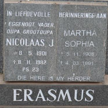 ERASMUS Nicolaas J. 1901-1982 &amp; Martha Sophia 1908-1991