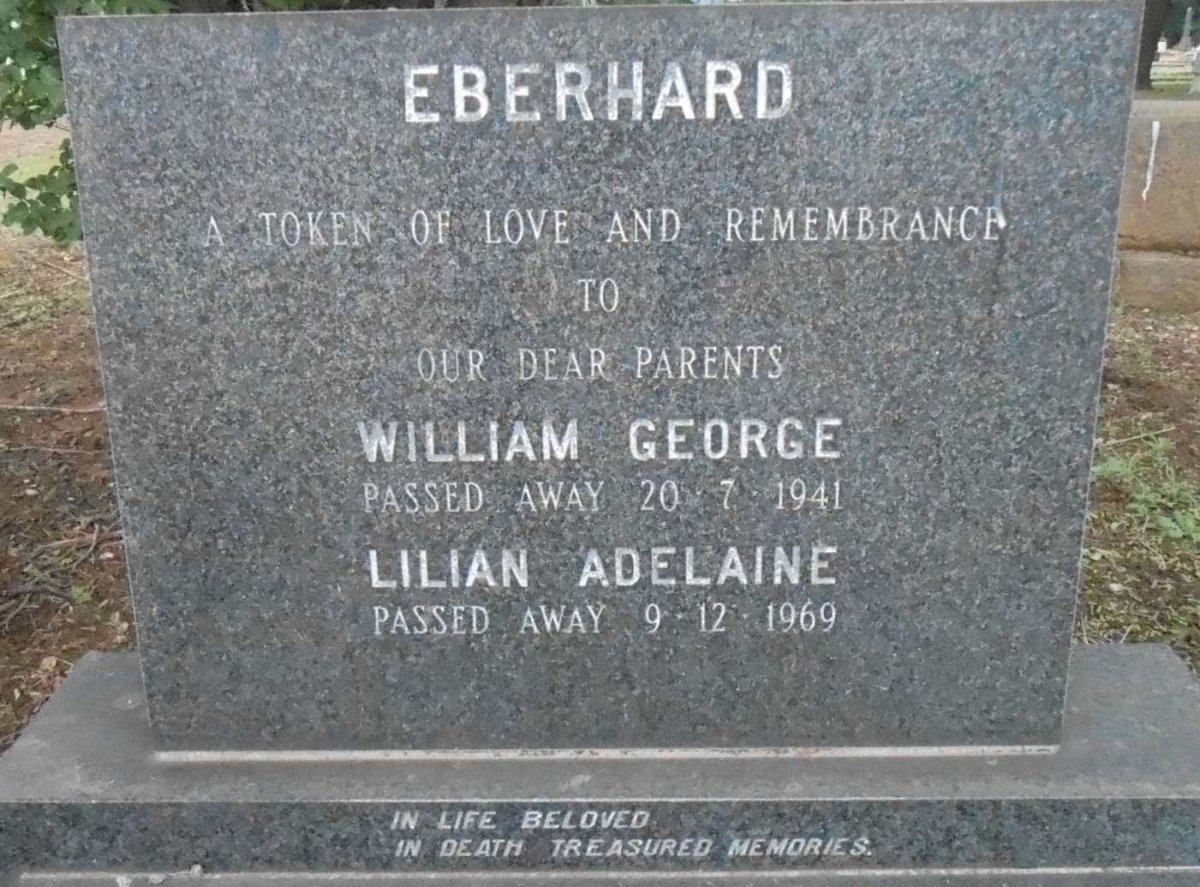 EBERHARD William George 1941-1969 &amp; Lilian Adelaine -1969