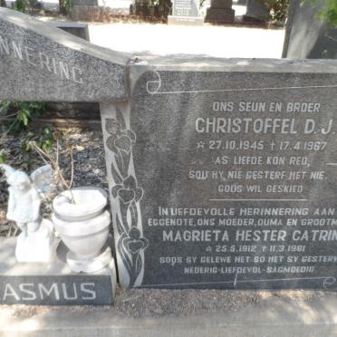 ERASMUS Christoffel Diederik Johannes 1904-1982 &amp; Margrieta Hester Catrina 1912-1981 :: ERASMUS Christoffel D.J. 1945-1967