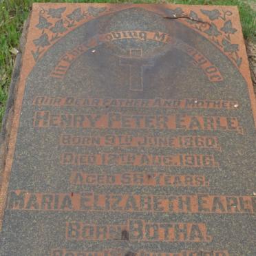 EARLE Henry Peter 1860-1916 &amp; Maria Elizabeth BOTHA 1868-1920