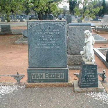 EEDEN Jacoba Petronella, van nee V.D.WALT 1889-1943 :: VAN EEDEN Johanna 1927-1943