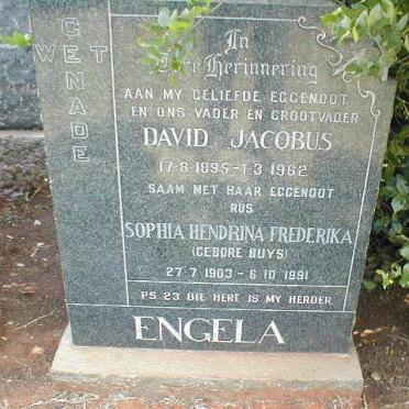 ENGELA David Jacobus 1895-1962 &amp; Sophia Hendrina Frederika BUYS 1903-1991