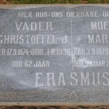 ERASMUS Christoffel J. 1874-1936 &amp; Maria J. 1879-1969