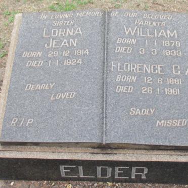 ELDER William 1879-1933 &amp; Florence G.A. 1881-1961 :: ELDER Lorna Jean 1914-1924
