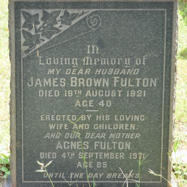 FULTON James Brown -1921 &amp; Agnes -1971