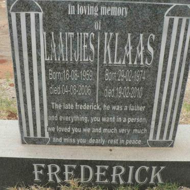 FREDERICK Laaitjies 1959-2006 :: FREDERICK Klaas 1974-2010