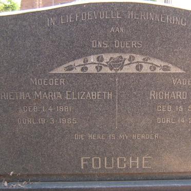 FOUCHÉ Richard Jones 1882-1963 &amp; Magrietha Maria Elizabeth 1881-1965