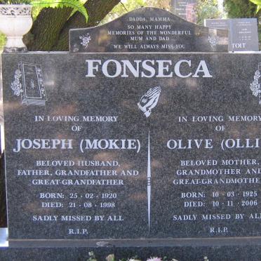FONSECA Joseph 1920-1998 &amp; Olive 1925-2006
